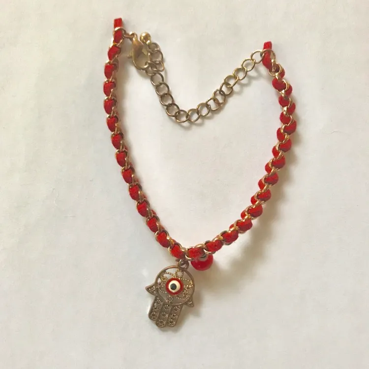 Evil Eye Red Leather And Chain Bracelet photo 1