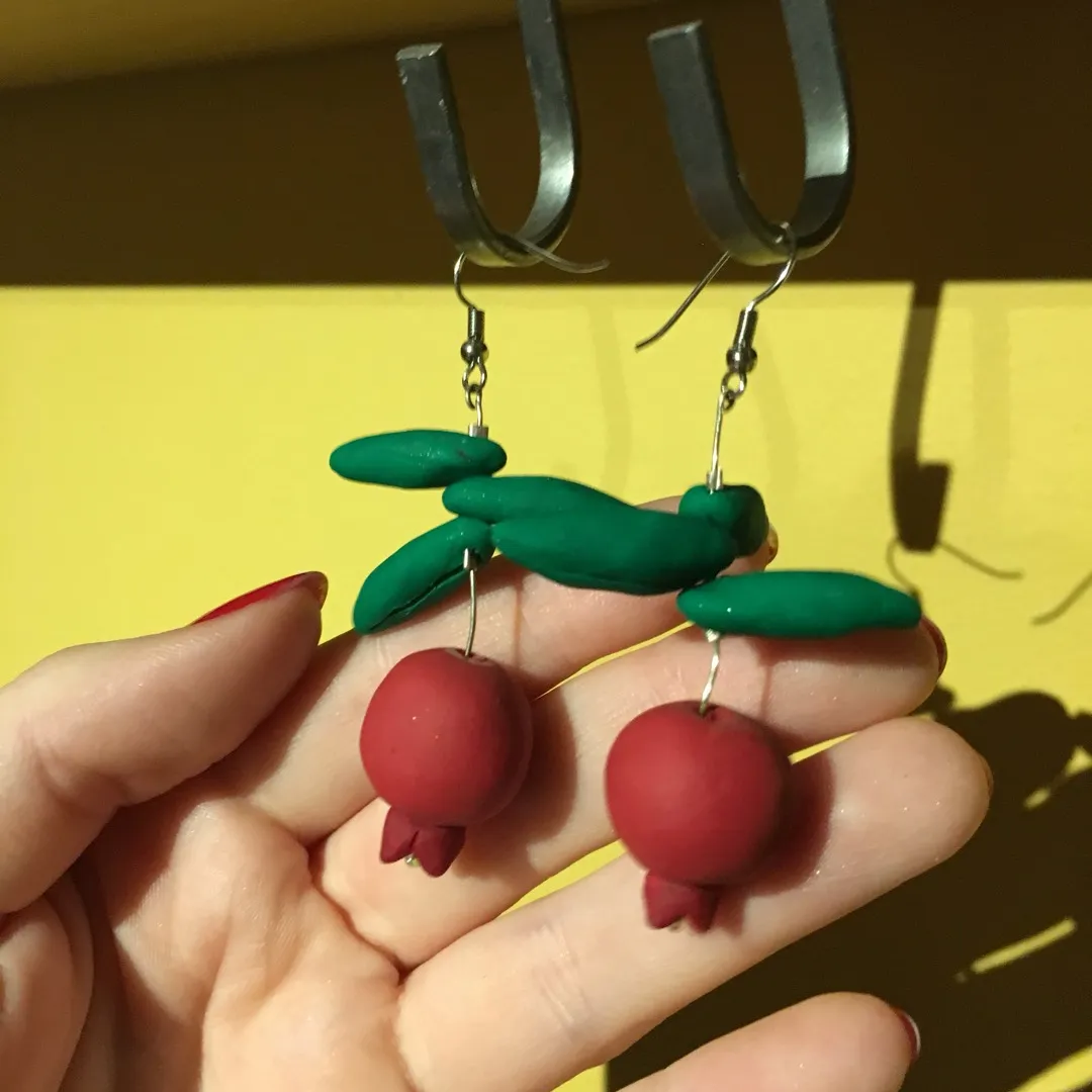 Clay Pomegranate Earrings photo 1