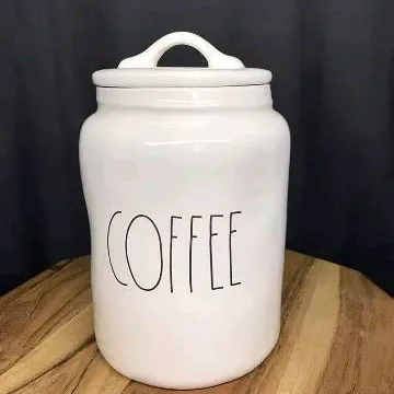 White Ceramic Coffee Jar photo 1