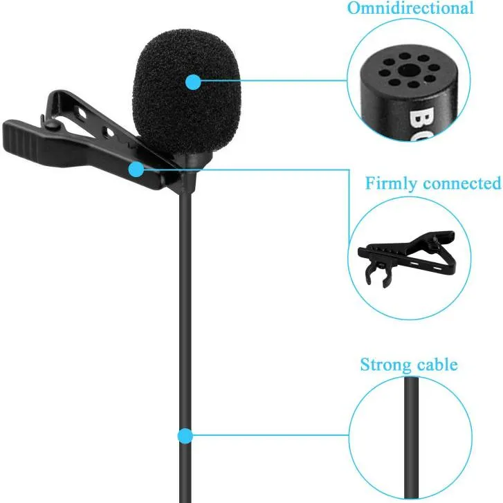 Lavalier Lapel Clip-on Omnidirectional Condenser Microphone (... photo 4
