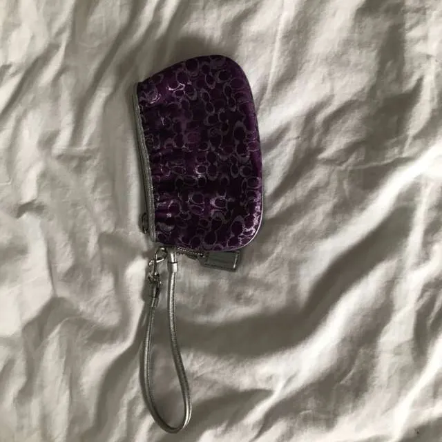 Small Purple Coach Wristlet photo 1