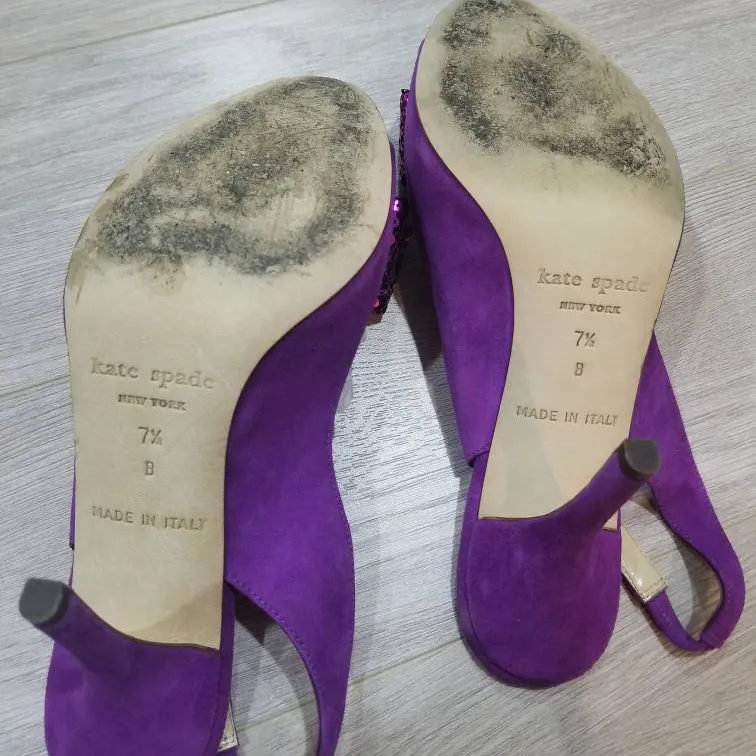 Kate spade purple heels bow sequin 7.5 38 photo 4