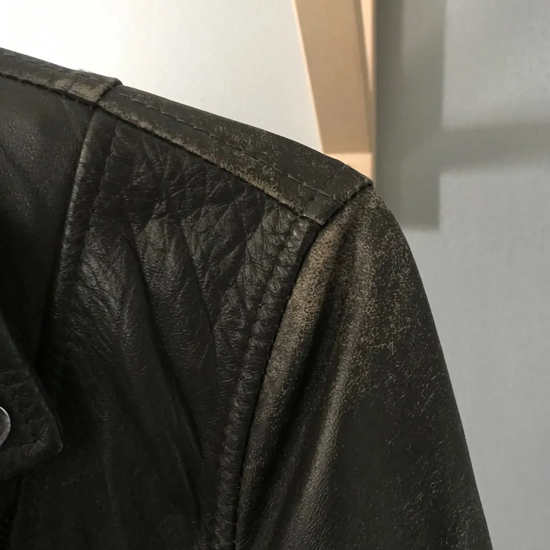 Dark Grey Leather Jacket photo 6