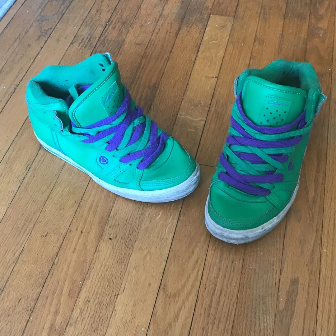 Purple And Green Circa Hightop Sneakers photo 1