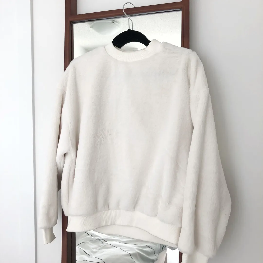 super soft and fuzzy white sweater photo 1