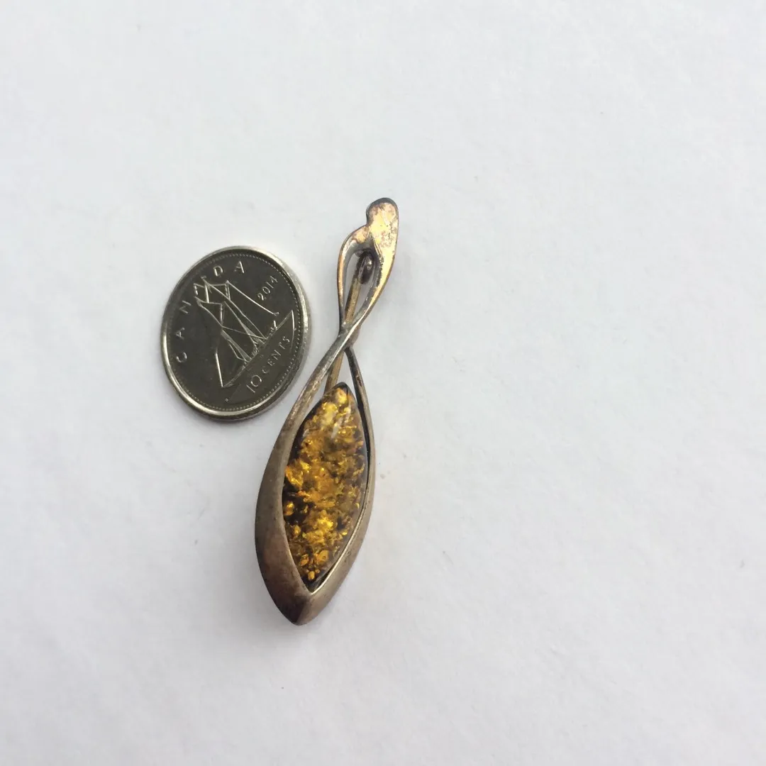 Silver Brooch With Amber photo 1