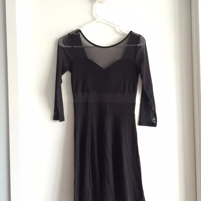 H&M Size Small Mesh Top and Mid-Section Black Dress photo 1