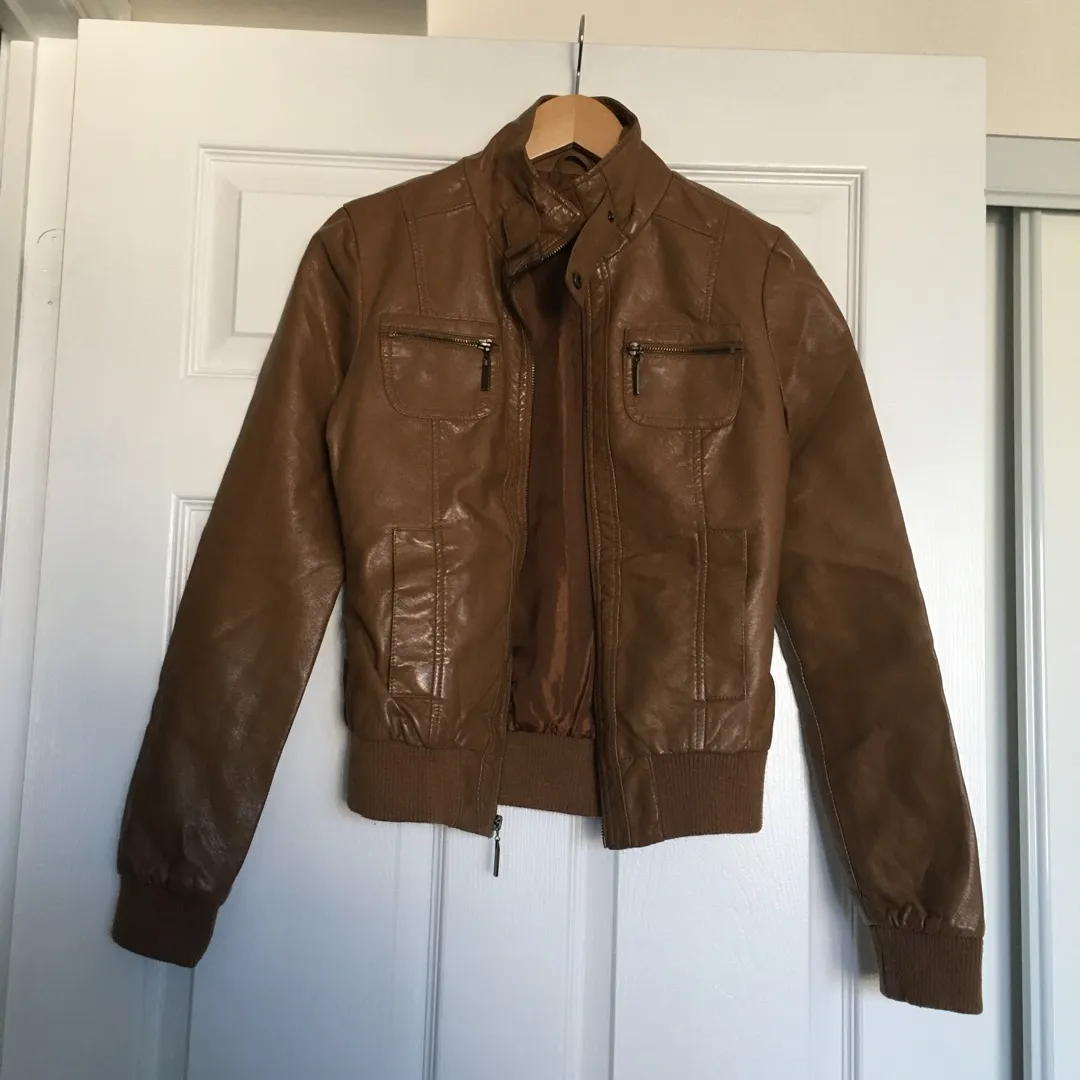 Brown Faux Leather Jacket photo 1