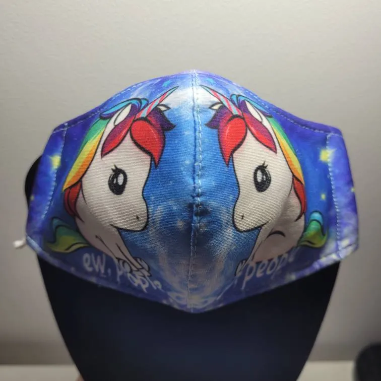 Neoprene Rainbow Unicorn Face Mask Kids Size photo 1