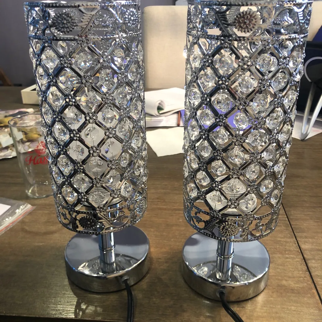 Crystal Table Lamps (set Of 2) Brand New photo 1