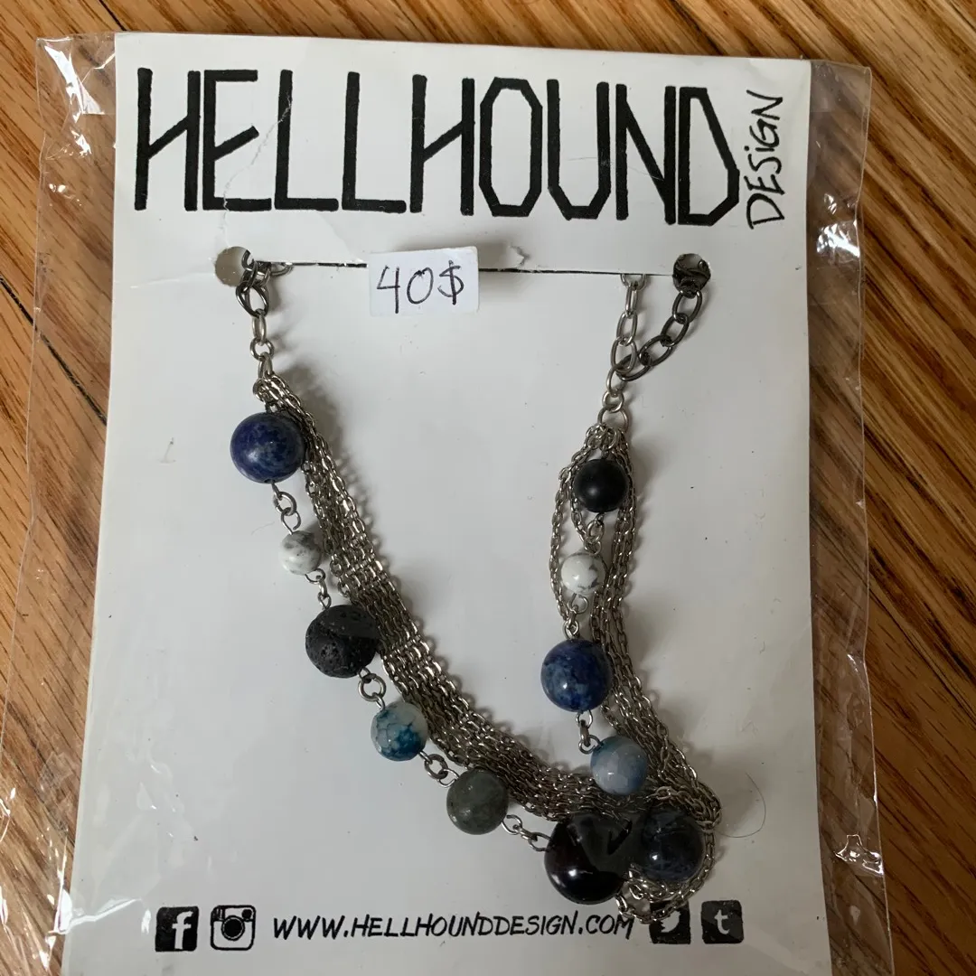 Gemstone Glass Chain Necklace Handmade photo 1