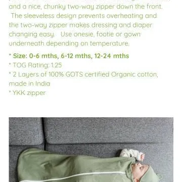 0-6m Organic Cotton Sleep Sack By Parade Organics photo 4