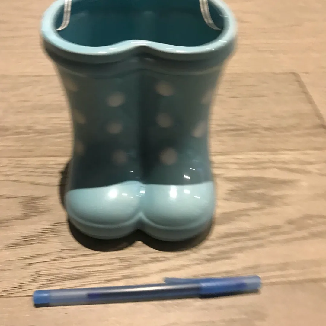 Cute Baby Blue Boot Pot Planter photo 3