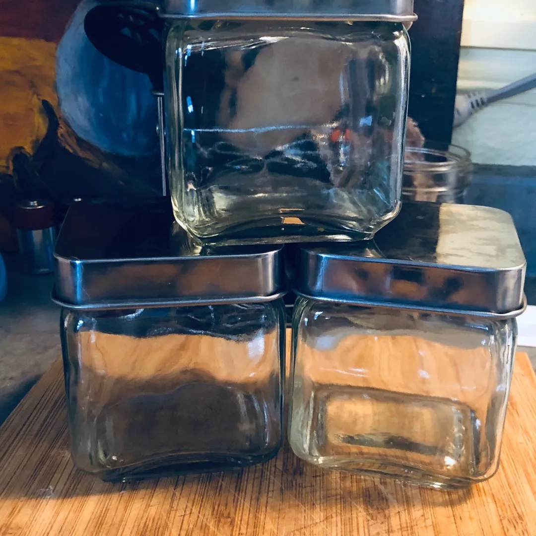 3 Glass Storage Jars photo 1