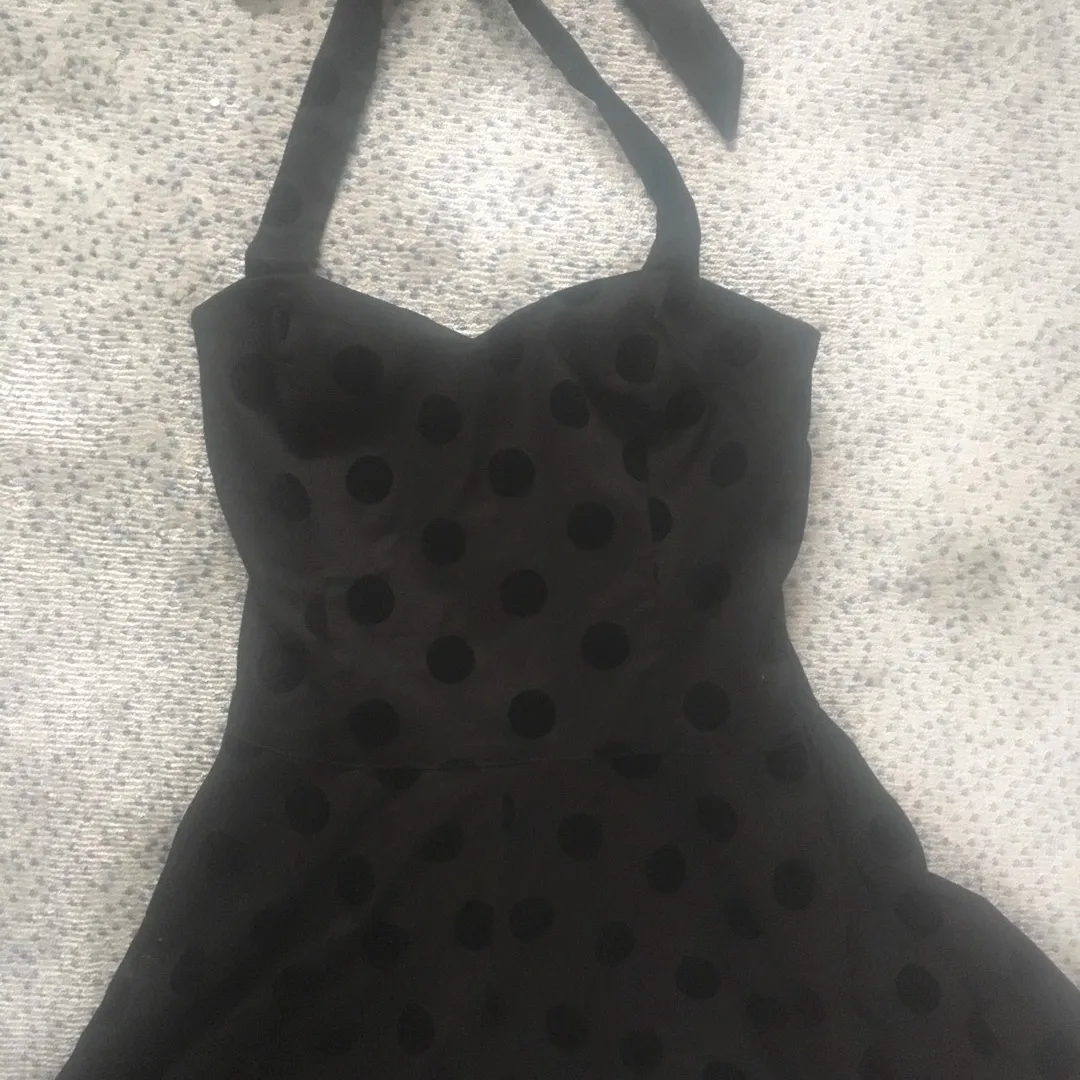 50s style halter dress W/ Velvet Polka Dots photo 3