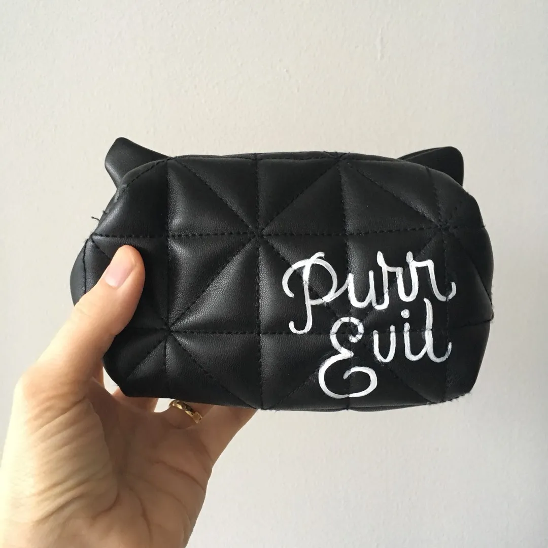 Faux Leather Hand Painted Makeup Bag photo 1