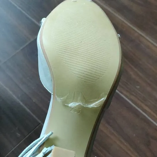 Grey Peep Toe Tassle Heels photo 4