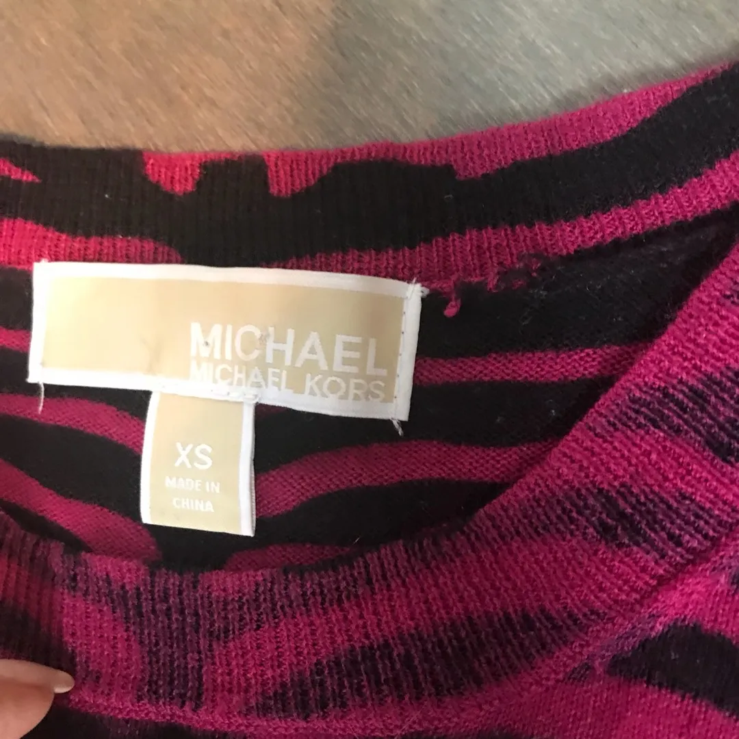 Michael Kors Hot Pink Zebra Print Sweater photo 3
