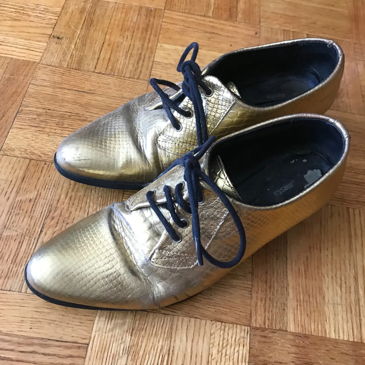 Gold Lace-Up Miista Shoes (Size 39 Women's) photo 3