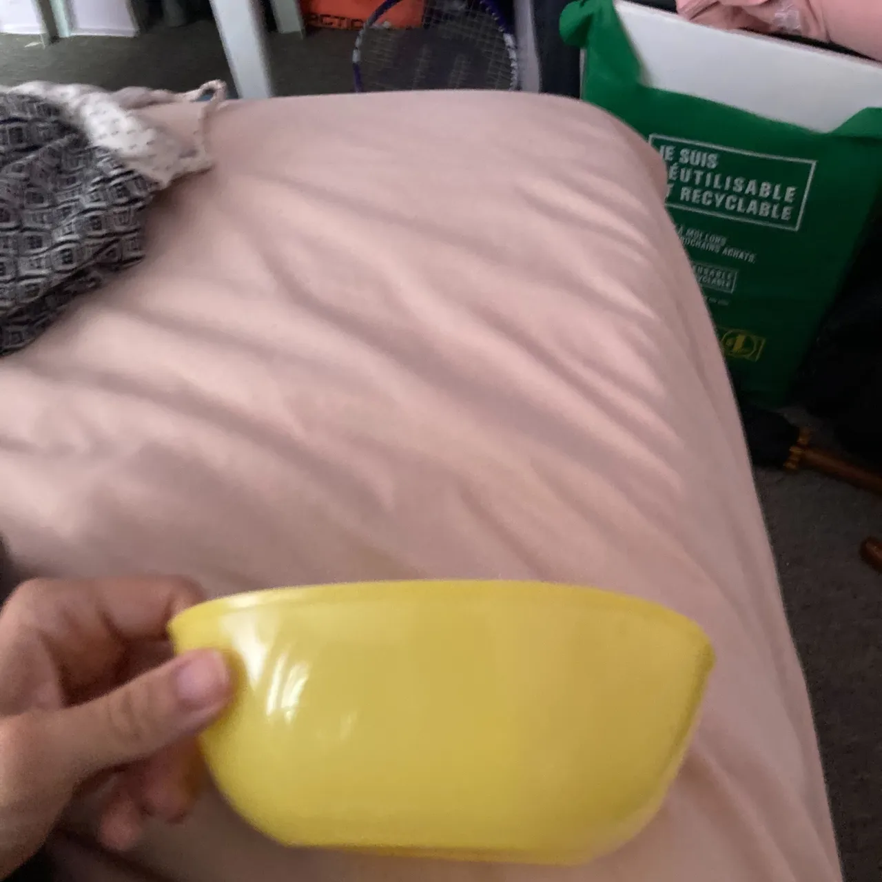 Yellow plastic bowl photo 3