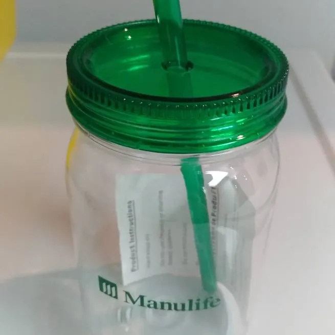 BN Plastic Manulife Mason Jar with Straw photo 1