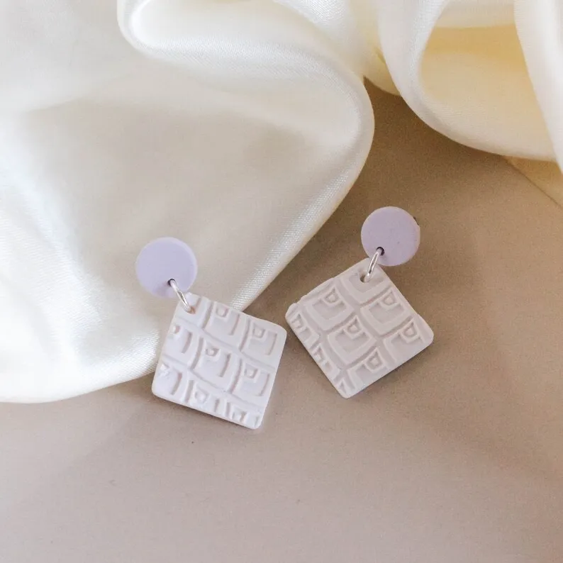 Handmade Polymer Clay Textured Pastel Earrings photo 1