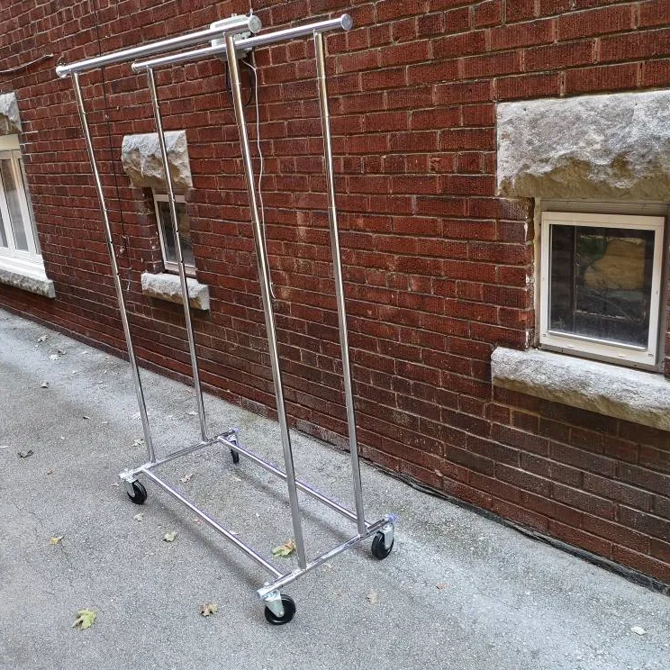 2-Rail Portable Clothes Rack With Casters photo 3