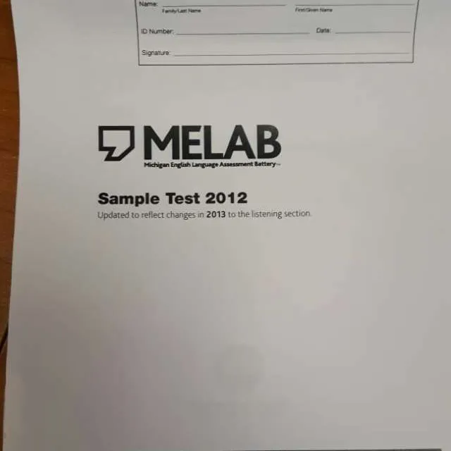 MELAB English Sample Test photo 1