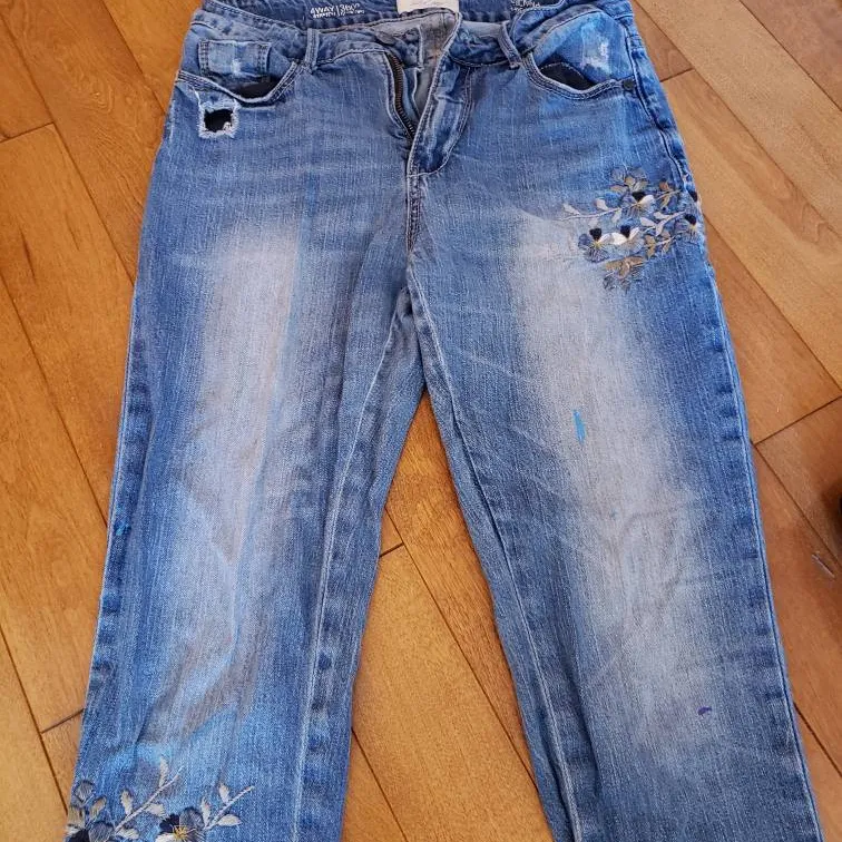 High Waisted Embroidered Jeans photo 1