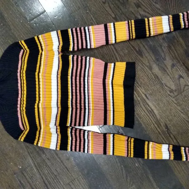 Short mock neck striped sweater size S/M photo 1