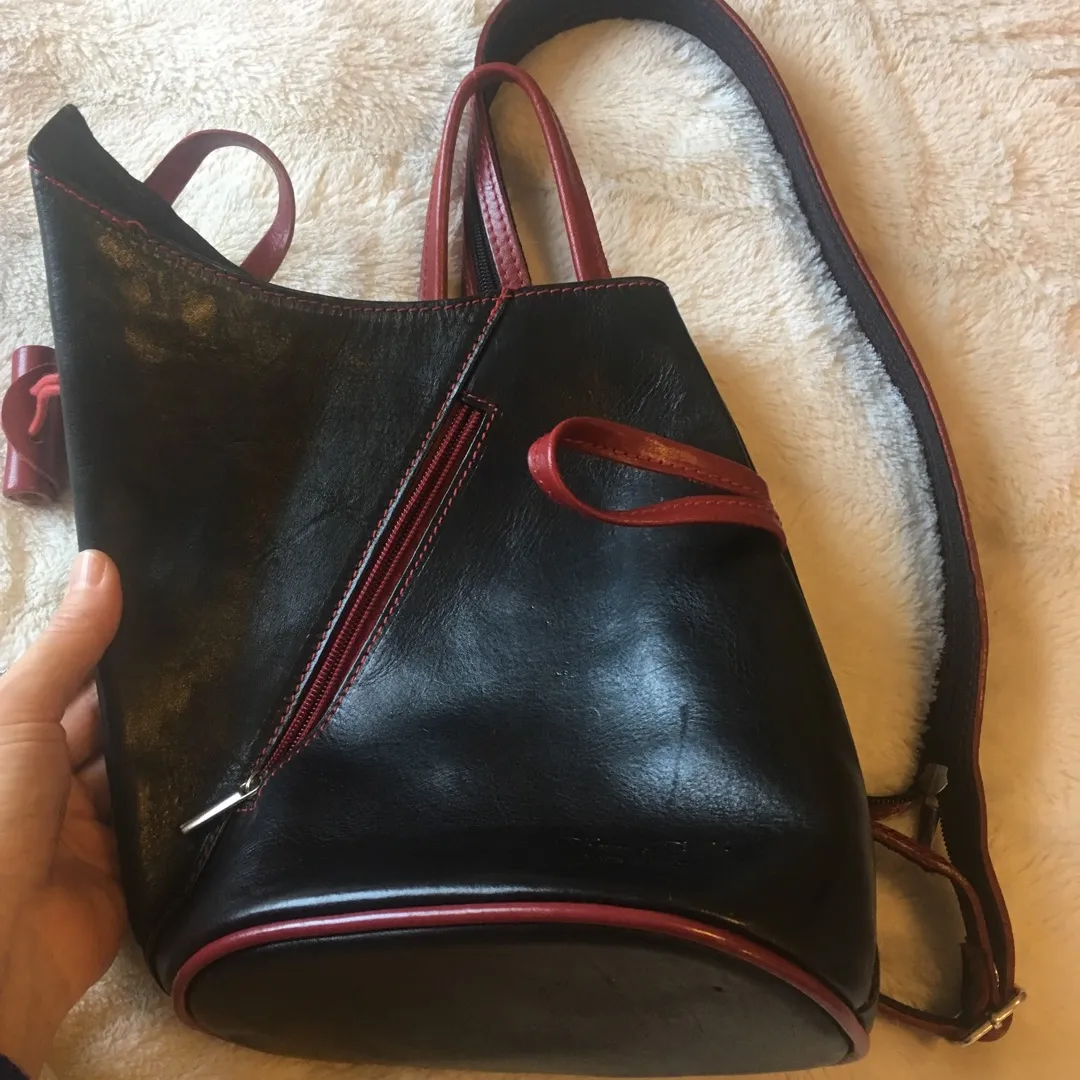 Italian leather mini backpack photo 3
