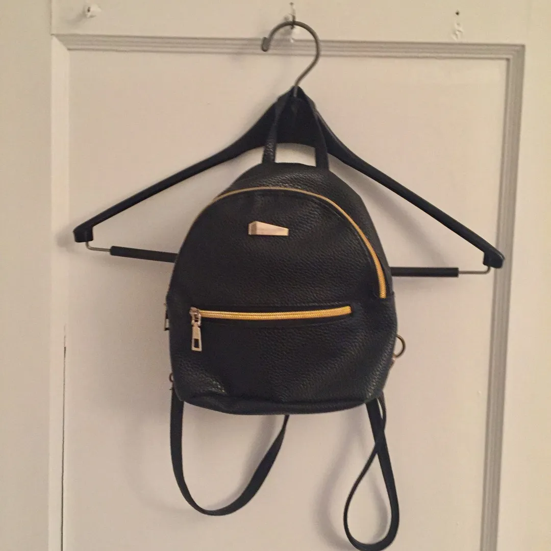 Mini Black Leather Backpack photo 1