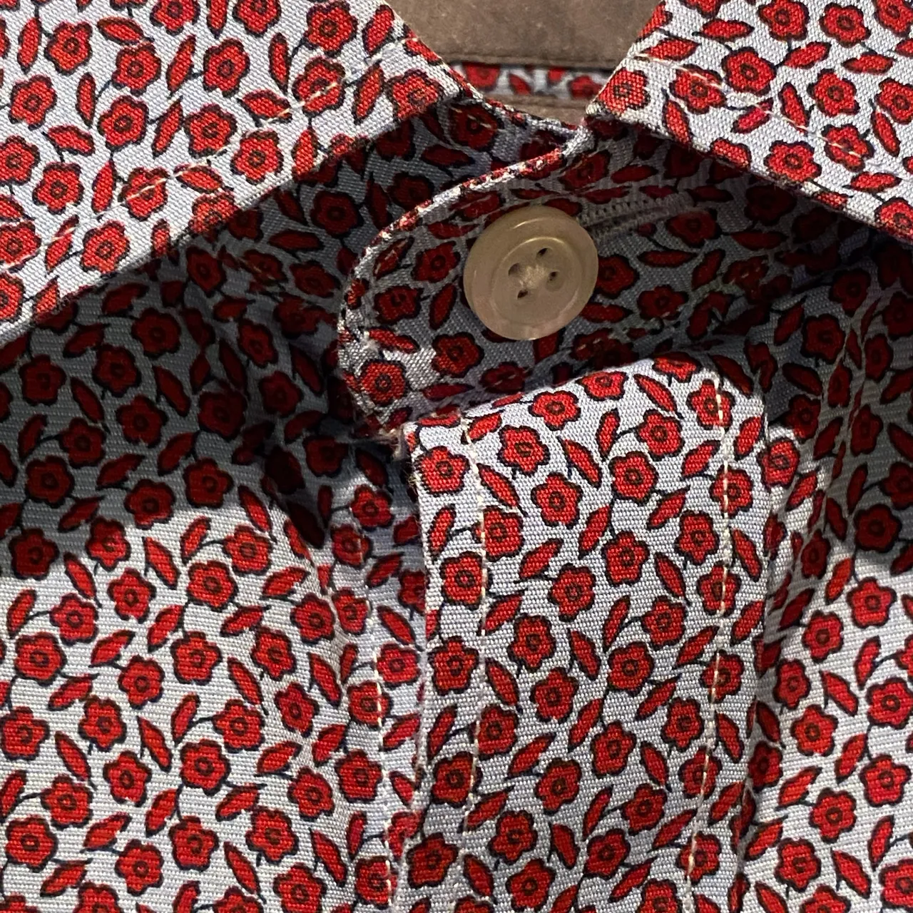 red flower print button up shirt photo 5