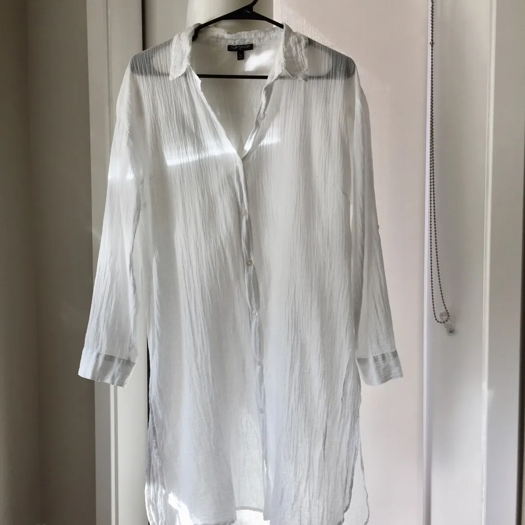 Topshop Button Down Dress In Small photo 1