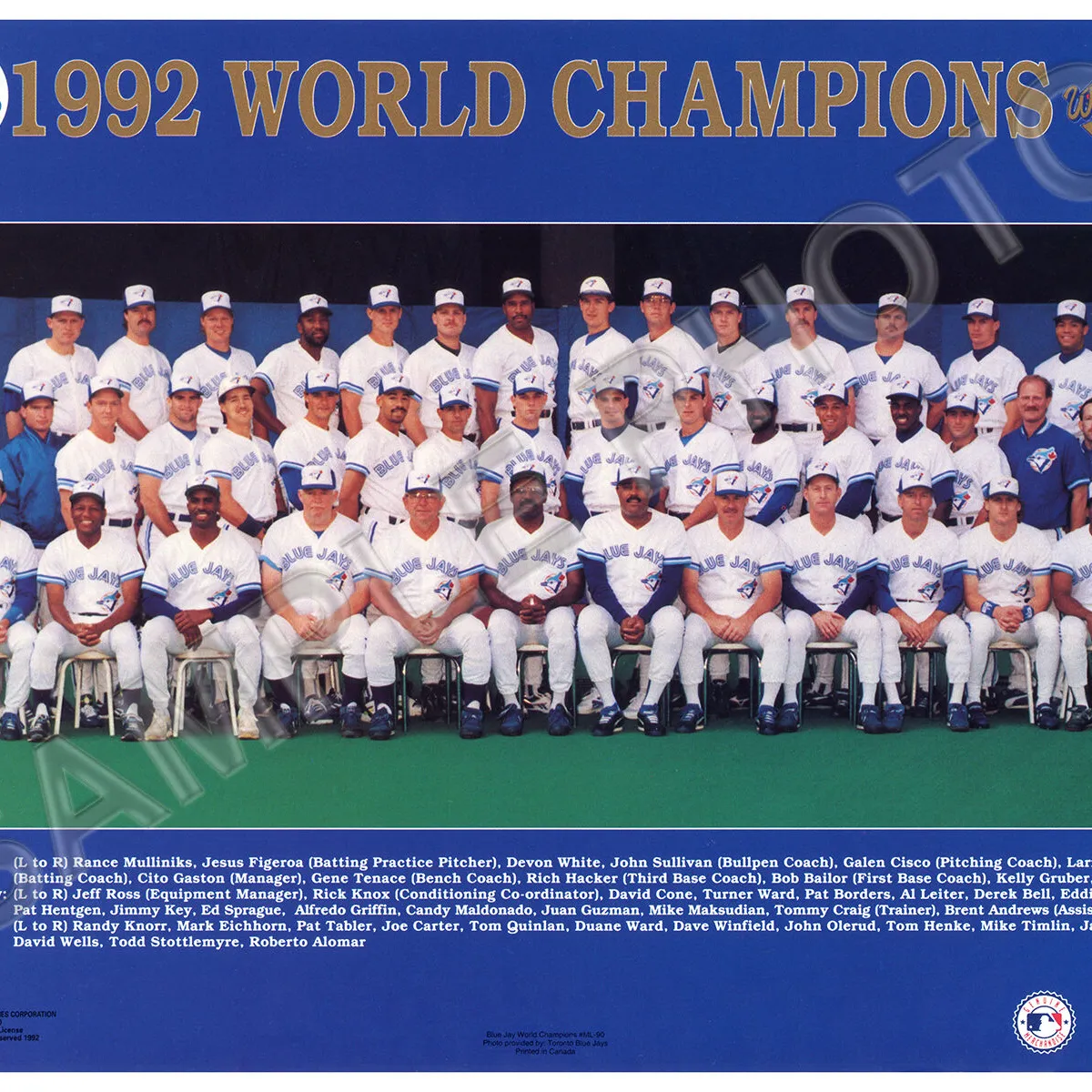 1992 Champions Toronto Blue Jays Poster 22"x28" NOS photo 3