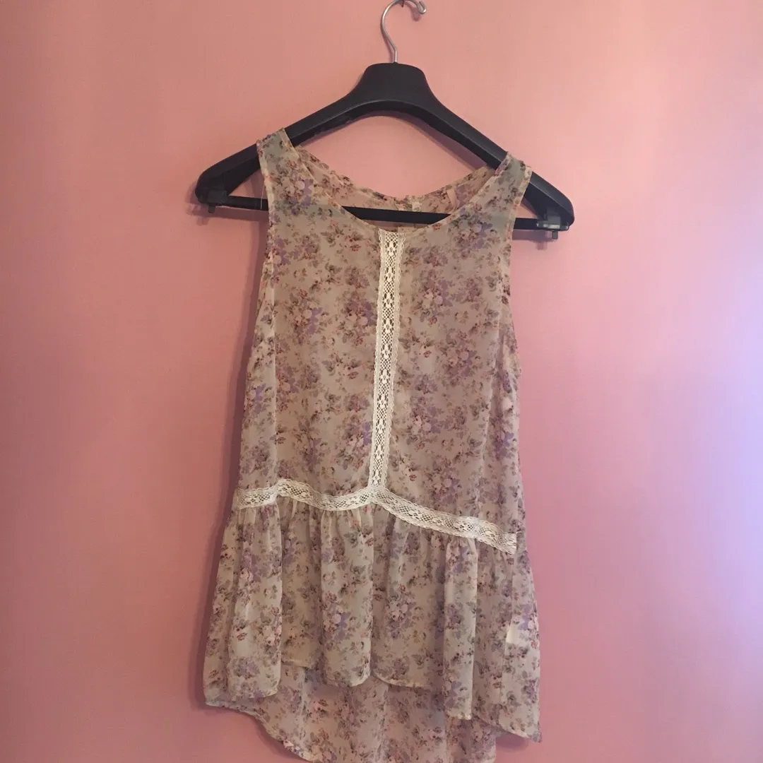 Sheer floral Anthropologie top photo 1