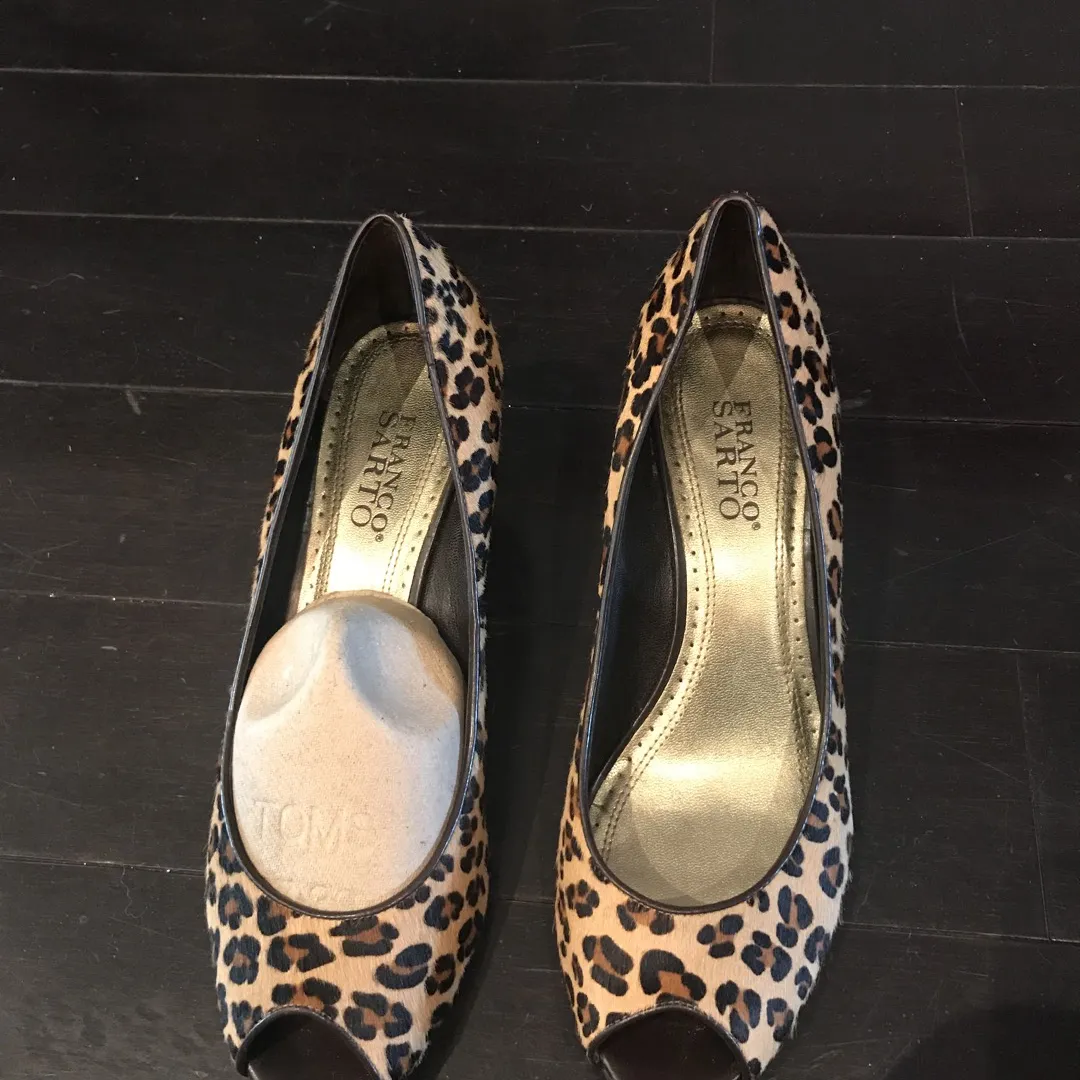 Cheetah Print Open Toe Wedges - Size 9 photo 1