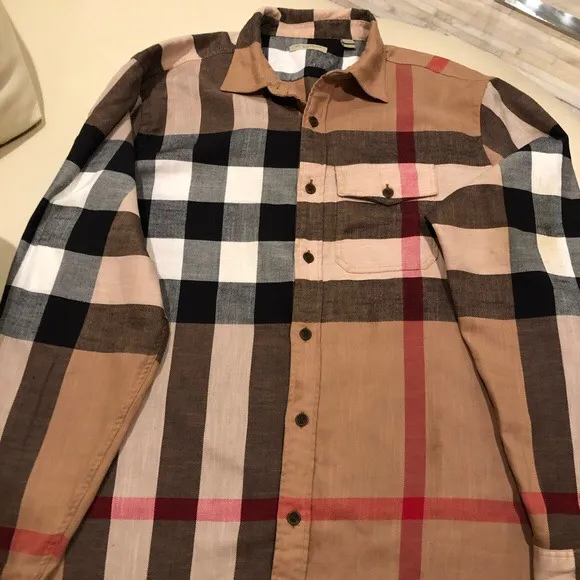 Burberry Men’s Check Shirt-Size Medium photo 1