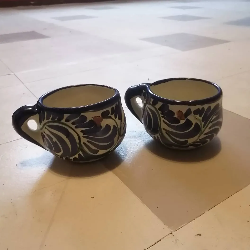 2 Handpainted Pottery Cups photo 1