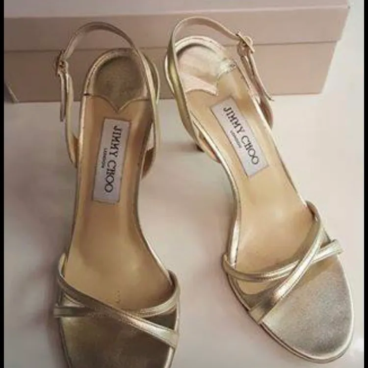 Jimmy Choo Gold Sandals - Size 8 photo 1