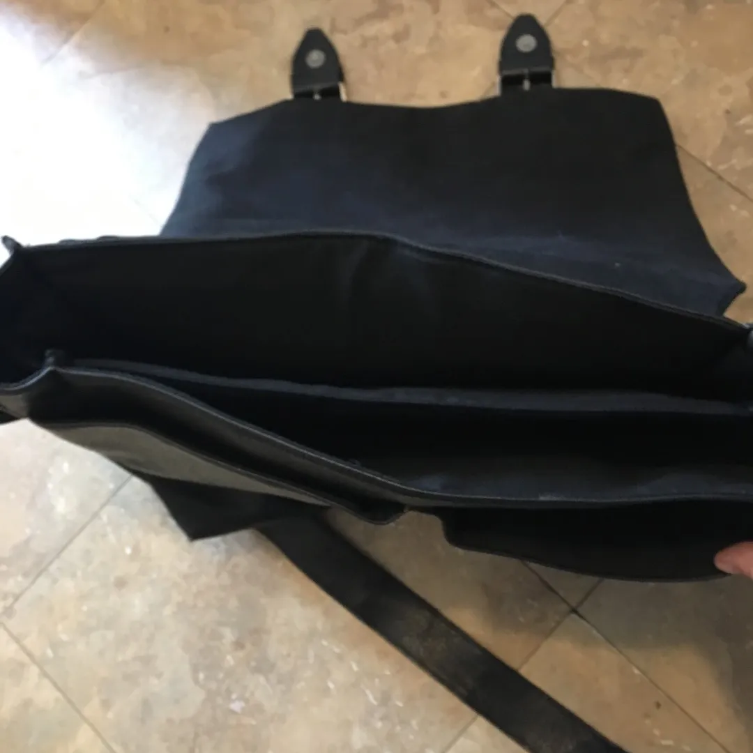 Black Leather Computer Bag photo 3