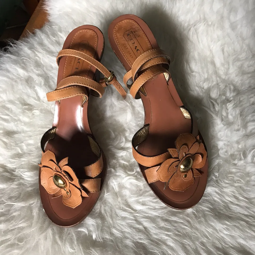 Brown Leather Coach Heels 9.5 photo 1