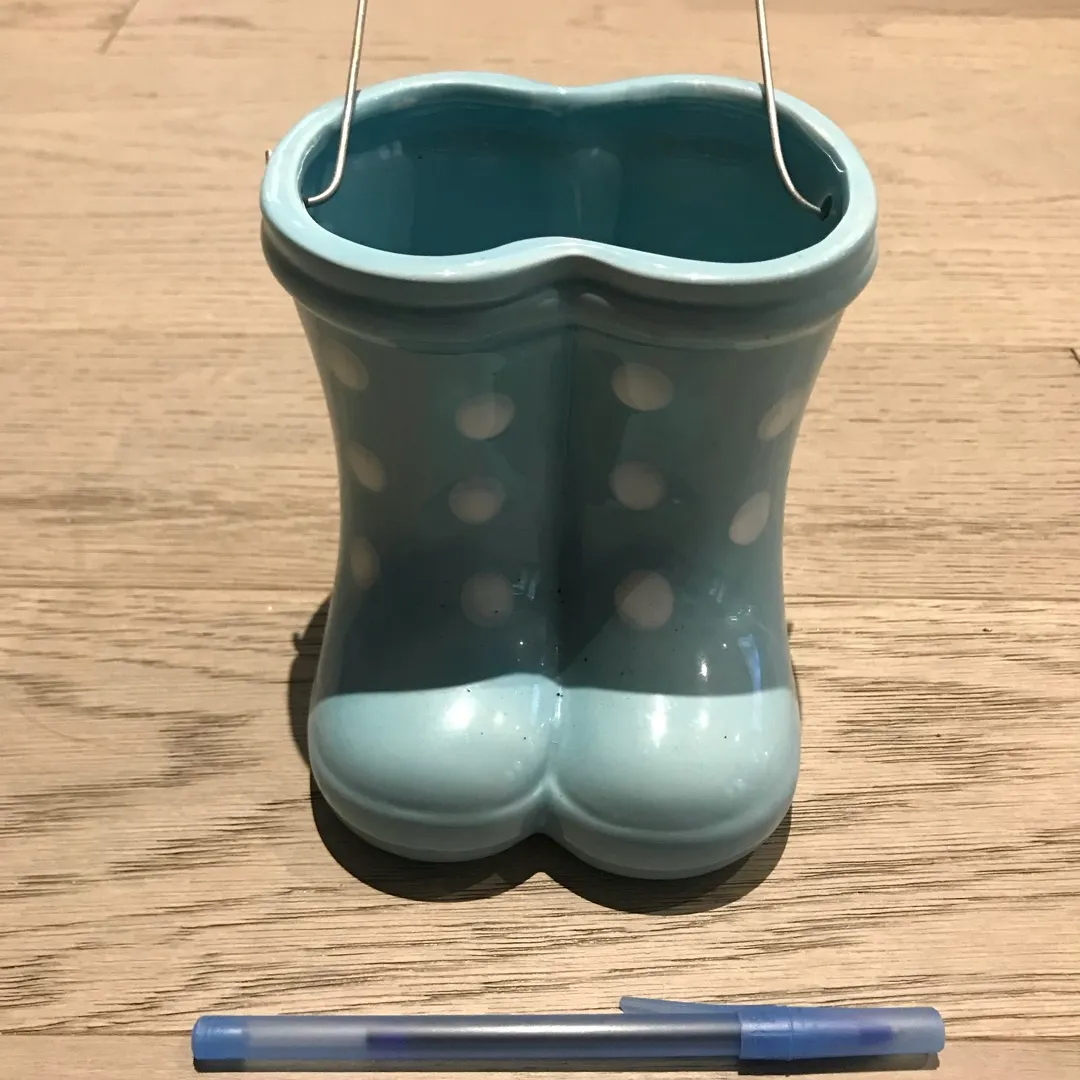 Cute Baby Blue Boot Pot Planter photo 1