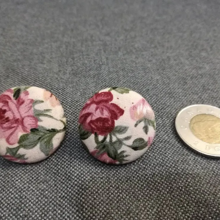 Floral Fabric Button Earrings photo 1