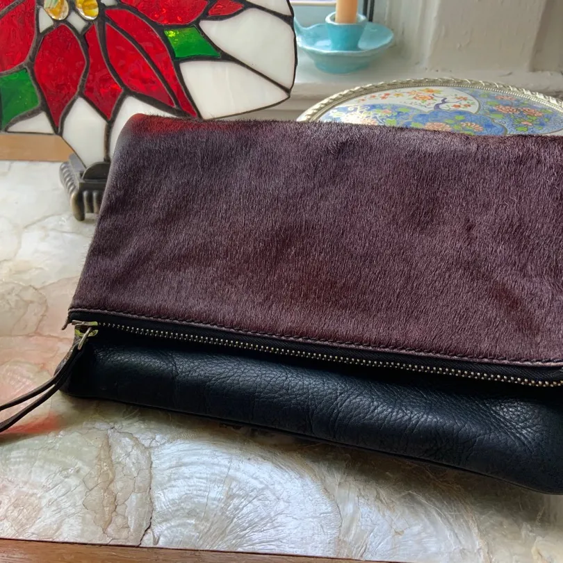 Leather And Cowfur Clutch photo 1