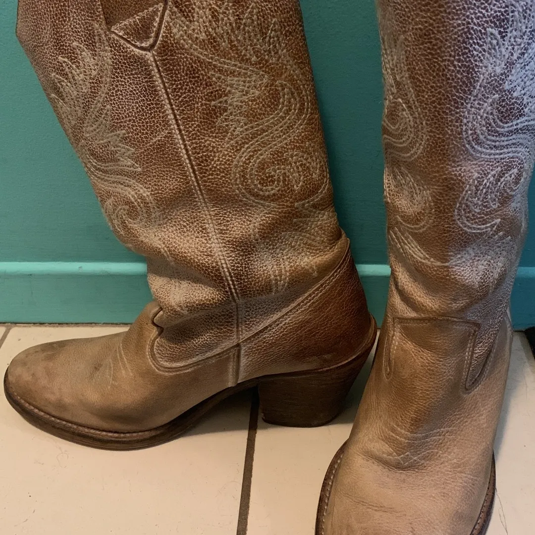 Tan Leather Cowboy Boots photo 1