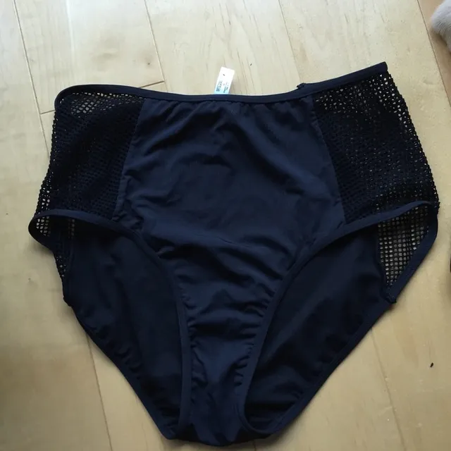 Mesh Sides High Waisted Swim Suit Bottoms photo 1
