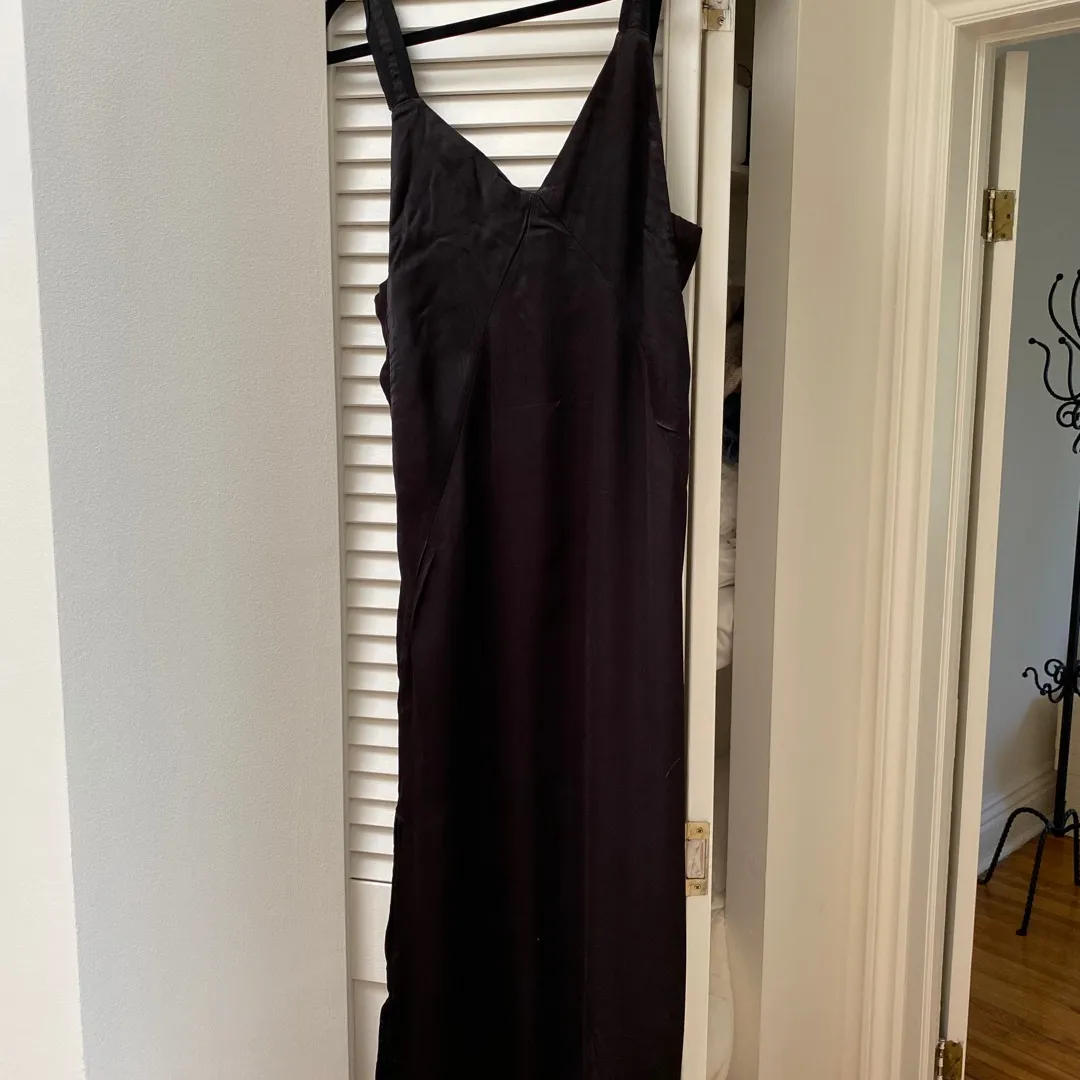 Black Satin Slip Dress Size 2 photo 1