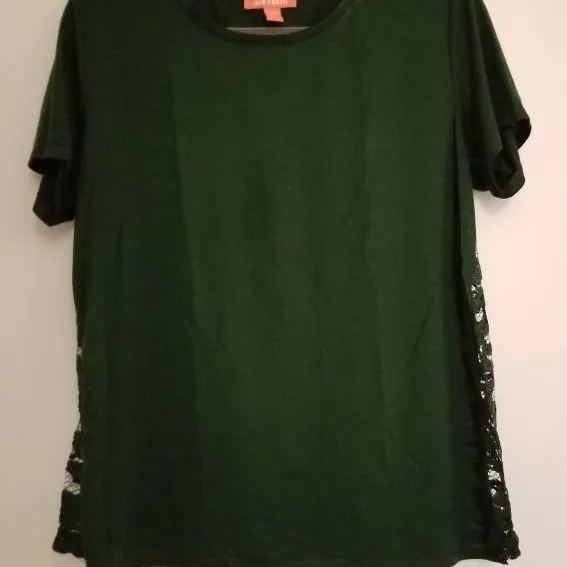 Forest Green T-Shirt with Back Lace Detail photo 1