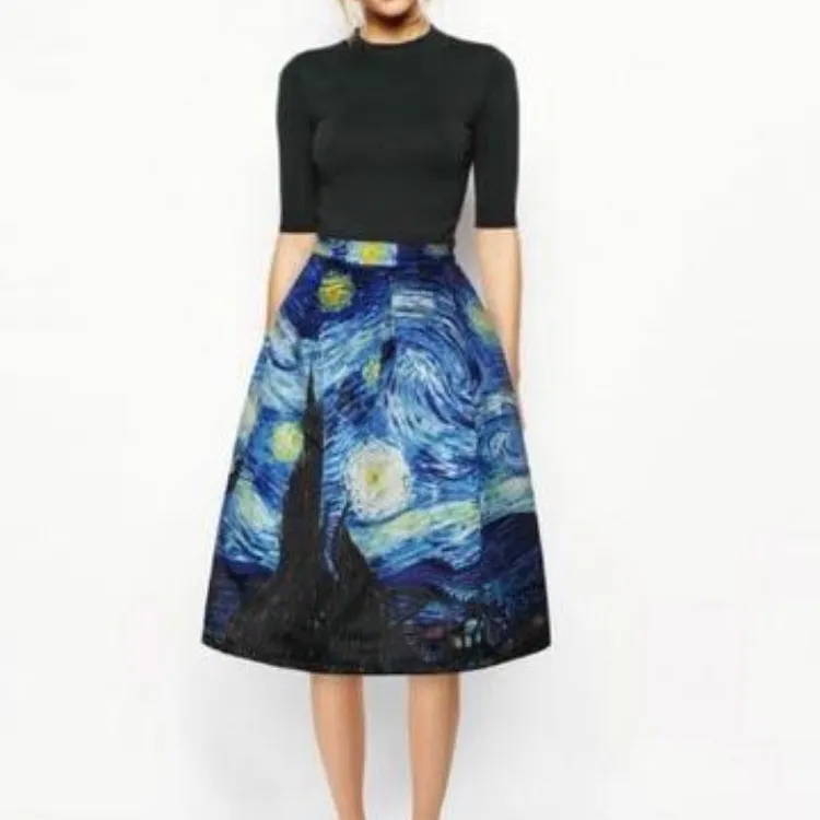 Gorgeous Starry Night Van gogh Skirt photo 1